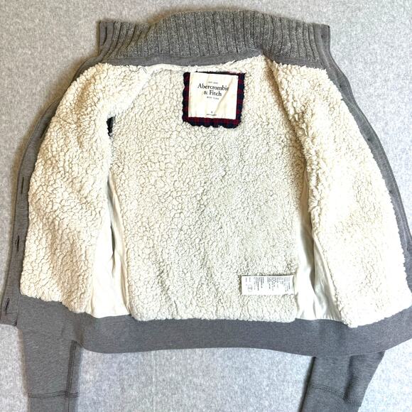 Abercrombie Sherpa Lined Jacket Womens Cozy Indie Sleaze Moose Y2K 90s Retro - Picture 3 of 13